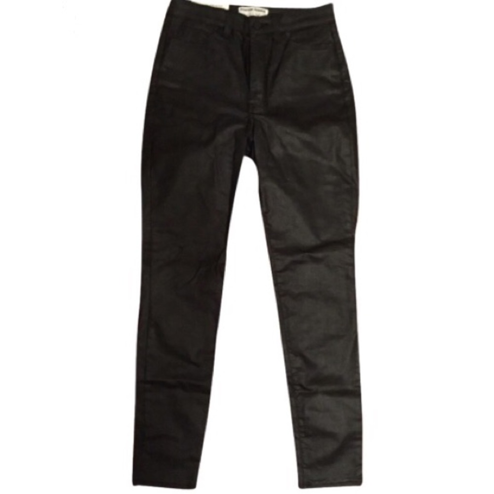 AMERICAN APPAREL BLACK COATED WAXED PENCIL PANTS